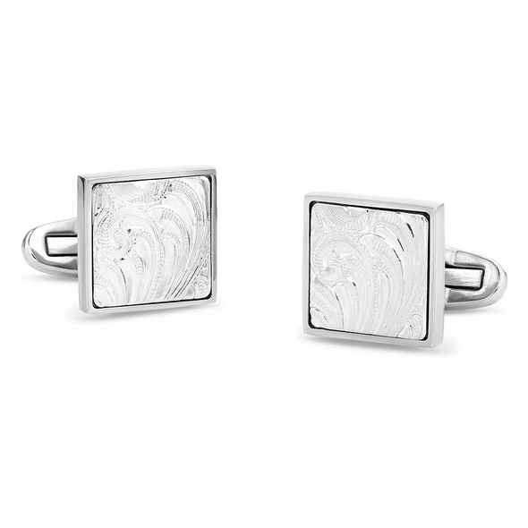 MONTANA SILVERSMITHS ENGRAVED SILVER CUFF LINKS - ACCESSORIES OTHER  - CL6003