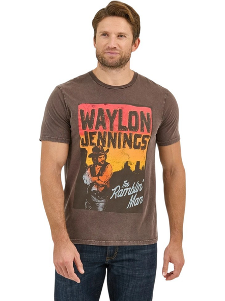WRANGLER WAYLON JENNINGS GRAPHIC BROWN - MENS TEE  - 112361068