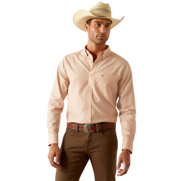 ARIAT WRINKLE FREE FITTED BROWN - MENS SHIRT  - 10054660