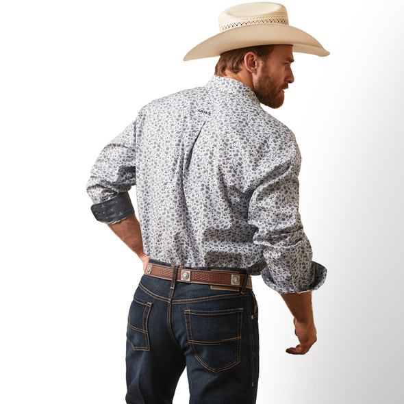 ARIAT WINKLE FREE FORTUNE GREY PRINT - MENS SHIRT  - 10043702