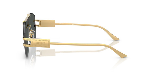 VERSACE DAMIER PLAQUE GOLD DARK GREY - SUNGLASS VERSACE  - 2275100287