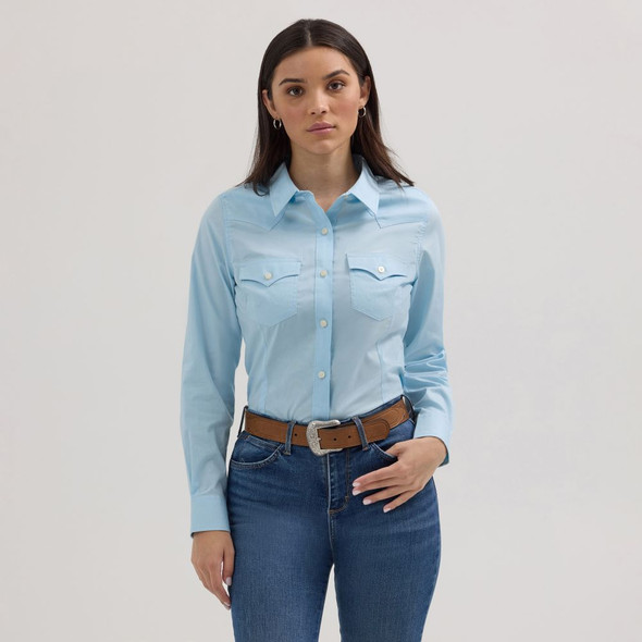WRANGLER RETRO COOL BLUE LONG SLEEVE - LADIES SHIRT  - 112358015