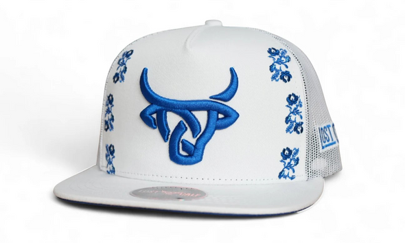 LOST CALF 3D LOGO BLUE WHITE FLOWERS - HATS CAP  - SADRACH FLAT