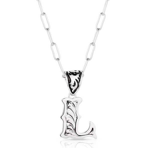 MONTANA SILVERSMITHS WESTERN INITIAL NECKLACE L - ACCESSORIES JEWELRY NECKLACE - NC6096-L