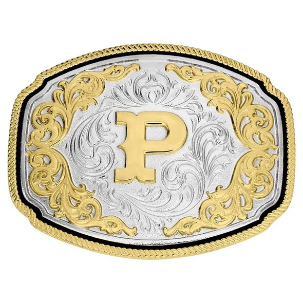 ATTITUDE BY MONTANA SILVERSMITHS WESTERN INITIAL BUCKLE P - ACC BUCKLE  - A1047P