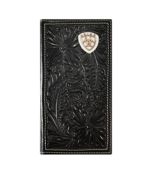 ARIAT FLORAL EMBOSSED SHIELD BLACK - ACCESSORIES WALLET  - A3559701