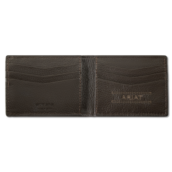 ARIAT MONEY CLIP ETCHED SHIELD BROWN - ACCESSORIES WALLET  - A3564502
