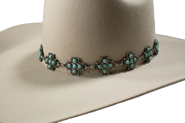 3-D BELT TURQUOISE STONE CROSS CONCHOS - HATS ADD-ONS  - D740002833