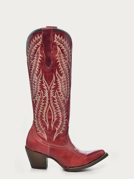 CORRAL RED EMBROIDERY TALL SNIP TOE - BOOT LADIES  - E1318