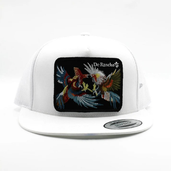 DE RANCHO FIGHTING ROOSTERS WHITE - HATS CAP  - FIGHTING ROOSTERS WHITE