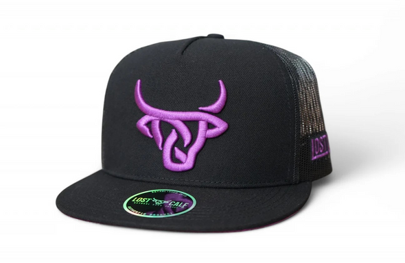 LOST CALF 3D PURPLE LOGO BLACK - HATS CAP  - CRUZY FLAT