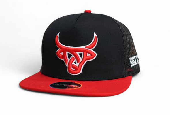 LOST CALF 3D RED BLACK LOGO - HATS CAP  - FLARE FLAT