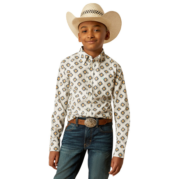 ARIAT CAI CLASSIC FIT KHAKI PRINT - KIDS BOYS SHIRT - 10054784