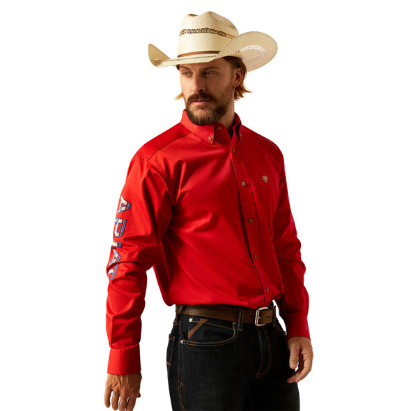 ARIAT TEAM LOGO TWILL RED - MENS SHIRT  - 10055236