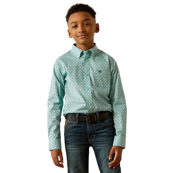 ARIAT CANYON MINT PRINT - KIDS BOYS SHIRT - 10054785
