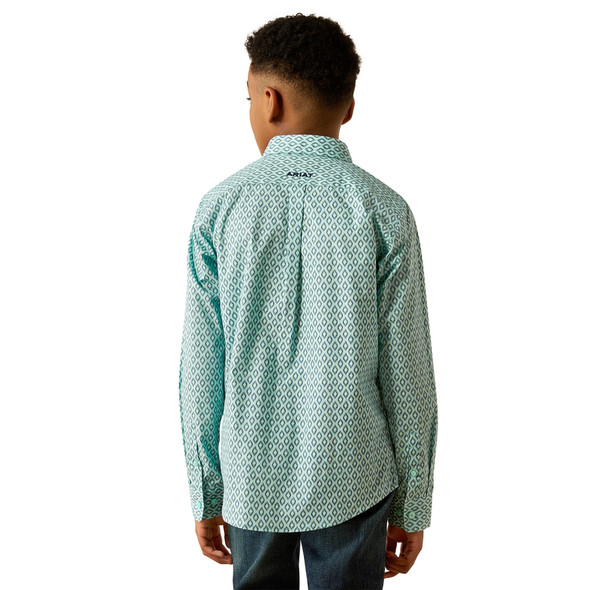 ARIAT CANYON MINT PRINT - KIDS BOYS SHIRT - 10054785