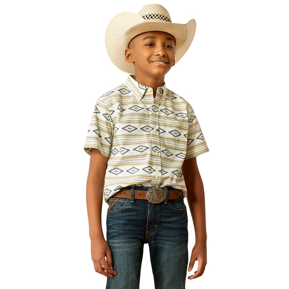 ARIAT CHRISTOPHER CLASSIC MINT PRINT - KIDS BOYS SHIRT - 10054783