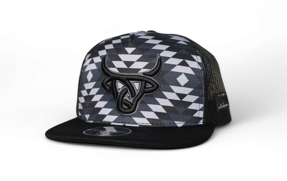 LOST CALF 3D LOGO BLACK AND WHITE AZTEC - HATS CAP  - DARK RUSTIC