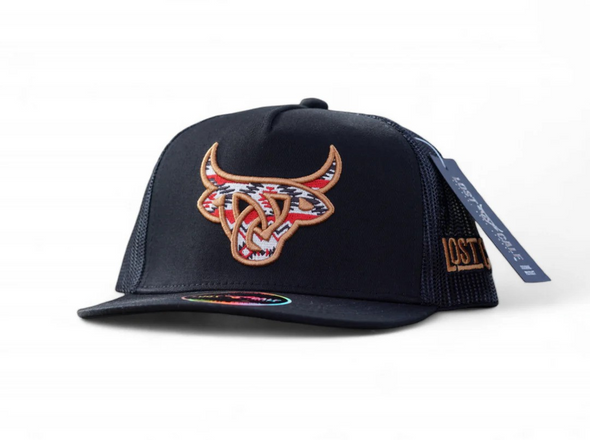 LOST CALF YOUTH 3D LOGO BLACK AZTEC - HATS CAP  - AZTECA FLAT KIDS
