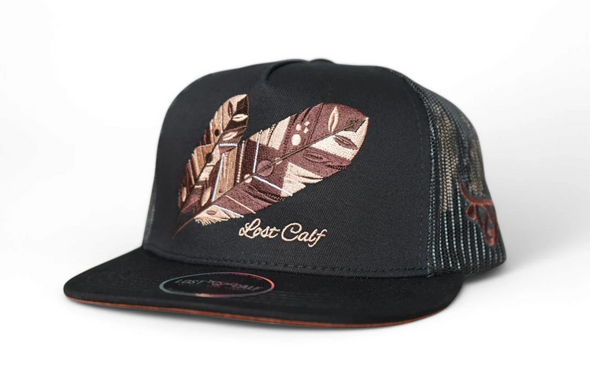 LOST CALF TRIBE BROWN FLAT FEATHERS - HATS CAP  - TRIBE BROWN FLAT