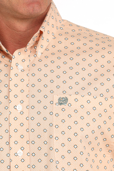 CINCH ORANGE GEOMETRIC PRINT - MENS SHIRT  - MTW1105884