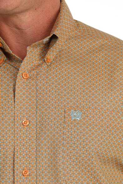 CINCH ORANGE GEOMETRIC PRINT - MENS SHIRT  - MTW1105882