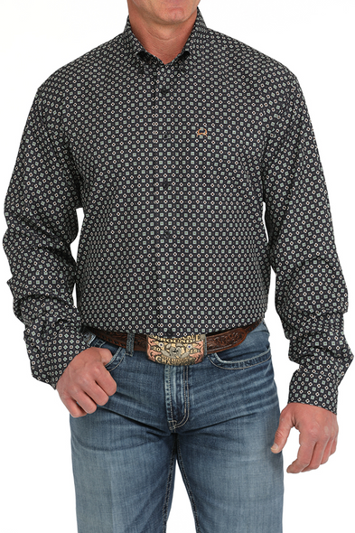 CINCH ARENAFLEX NAVY MEDALLION PRINT - MENS SHIRT  - MTW1862034