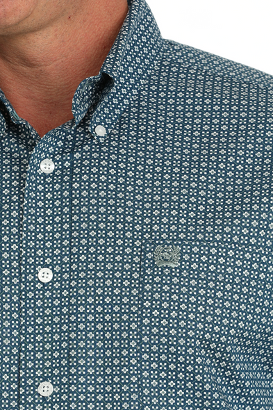 CINCH BLUE GEOMETRIC PRINT - MENS SHIRT  - MTW1105889