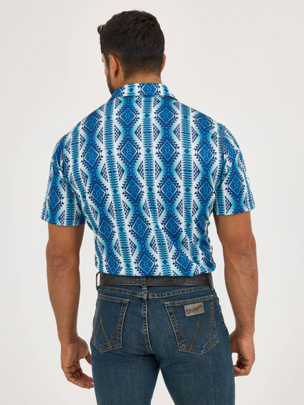 WRANGLER AZTEC MYSTIC BLUE PRINT - MENS POLO  - 112366978
