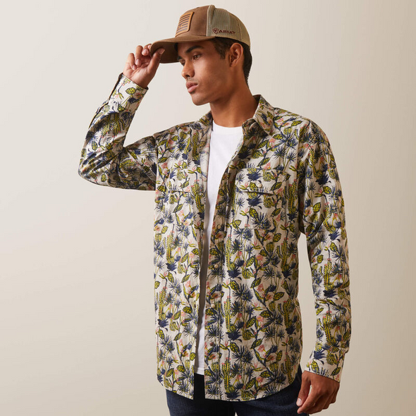 ARIAT HADKINS RETRO FIT OYSTER GREY - MENS SHIRT  - 10043893