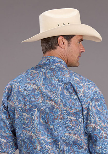 STETSON SNAP SUNRISE PAISLEY PRINT - MENS SHIRT  - 11-001-0425-4013BU