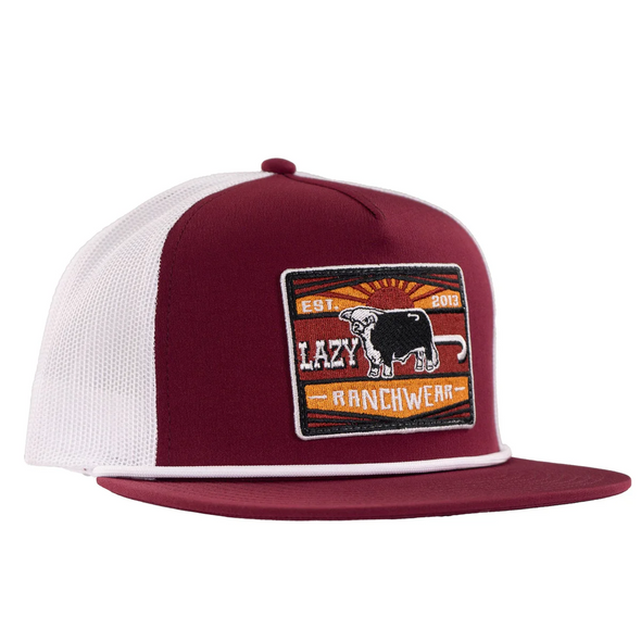 LAZY J RANCH WEAR MAROON & WHITE SMOKELESS - HATS CAP  - MARWHT4-SMKLS-ORG