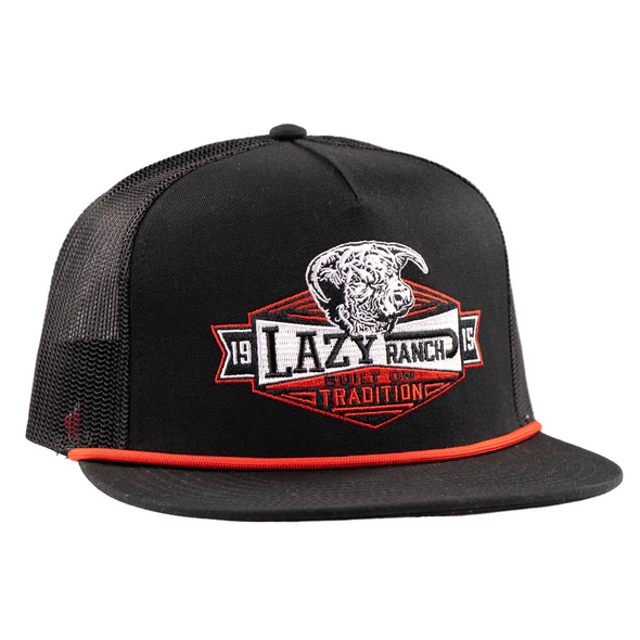 LAZY J RANCH WEAR BLACK DOMINO CLASSIC ROPE - HATS CAP  - BLKBLK4-DMNO-RED