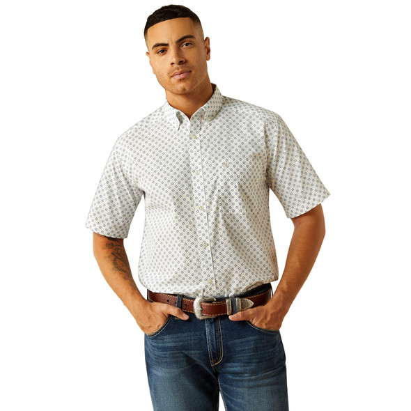 ARIAT SHAWN CLASSIC FIT WHITE PRINT - MENS SHIRT  - 10059014