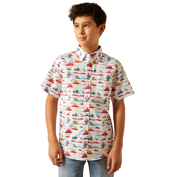 ARIAT SCOUT WHITE CLASSIC FIT PRINT - KIDS BOYS SHIRT - 10058703