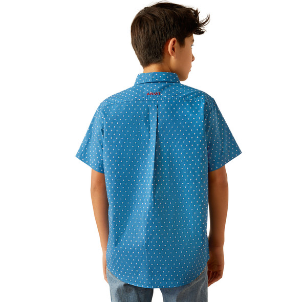ARIAT SCOTT DARK TEAL CLASSIC PRINT - KIDS BOYS SHIRT - 10058704