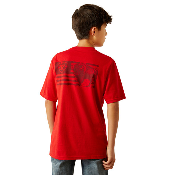 ARIAT ETCHED BUFFALO REDLINE - KIDS BOYS TEE - 10059050