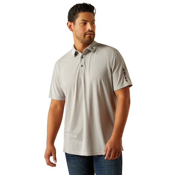 ARIAT TEAM LOGO SILVER - MENS POLO  - 10058734