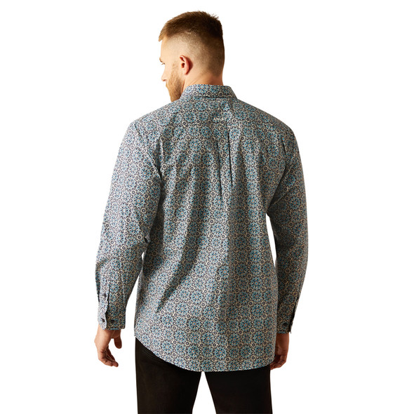 ARIAT SANTIAGO DARK TEAL PRINT - MENS SHIRT  - 10058967