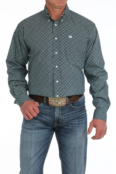 CINCH BLUE GEOMETRIC PRINT - MENS SHIRT  - MTW1105896