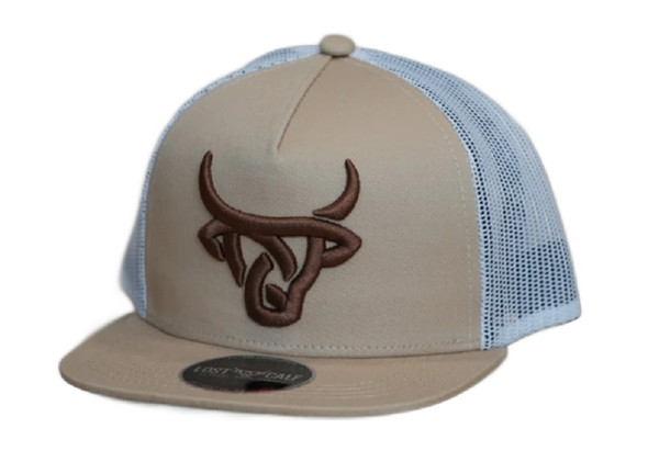 LOST CALF YOUTH 3D LOGO KAHKI WHITE MESH - HATS CAP  - BRAHMAN FLAT