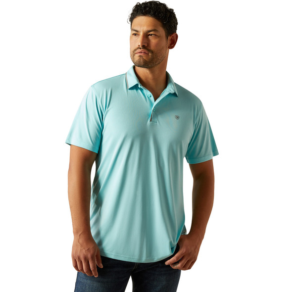 ARIAT WELDED TEK FITTED ANGEL BLUE - MENS POLO  - 10058733