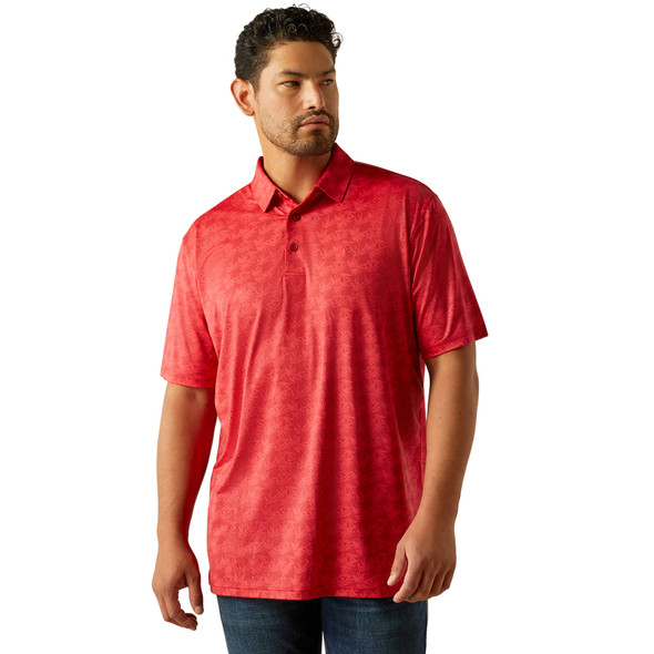 ARIAT 360 AIRFLOW SCARLET PRINT - MENS POLO  - 10058837