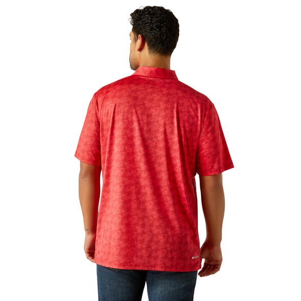 ARIAT 360 AIRFLOW SCARLET PRINT - MENS POLO  - 10058837