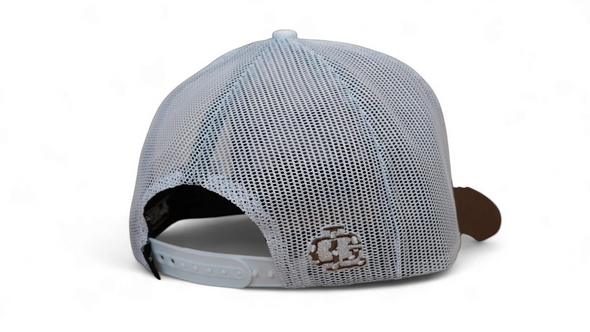 LOST CALF 3D LOGO WHITE BROWN COW PRINT - HATS CAP  - COWHIDE WHITE FLAT