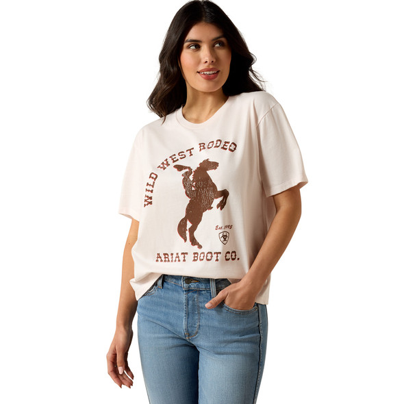 ARIAT PINK TINT WILD WEST TEE - LADIES TEE  - 10063764
