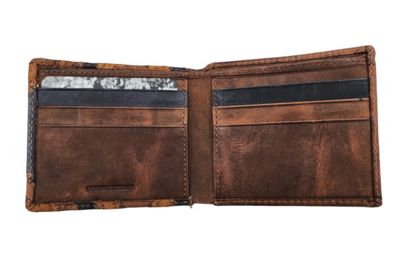 HOOEY ROUGHOUT BROWN & BLUE BIFOLD - ACCESSORIES WALLET  - RBF015-BRTN