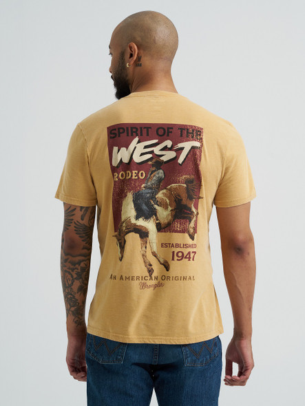 WRANGLER PALE GOLD HEATHER PRINT - MENS TEE  - 112365656