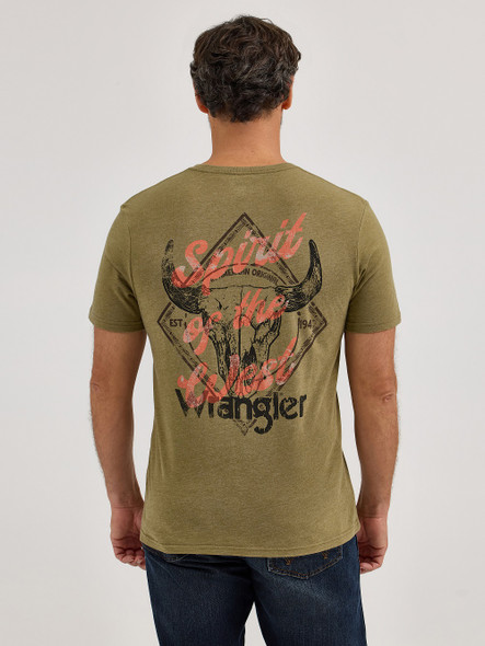 WRANGLER SPIRIT OF THE WEST OLIVE PRINT - MENS TEE  - 112365657