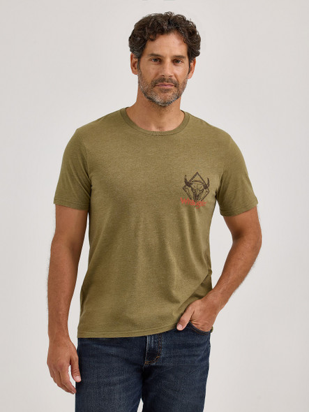 WRANGLER SPIRIT OF THE WEST OLIVE PRINT - MENS TEE  - 112365657